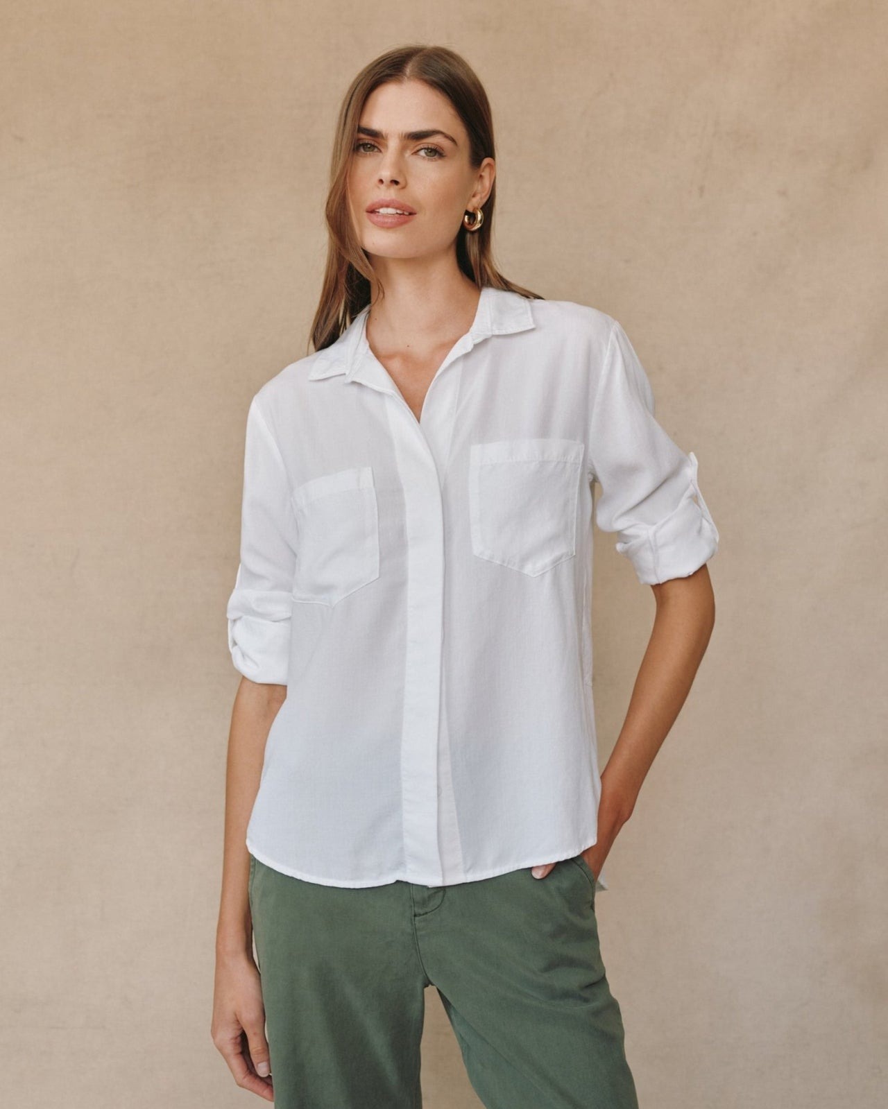 Split back Button Down Shirt White - Image 2