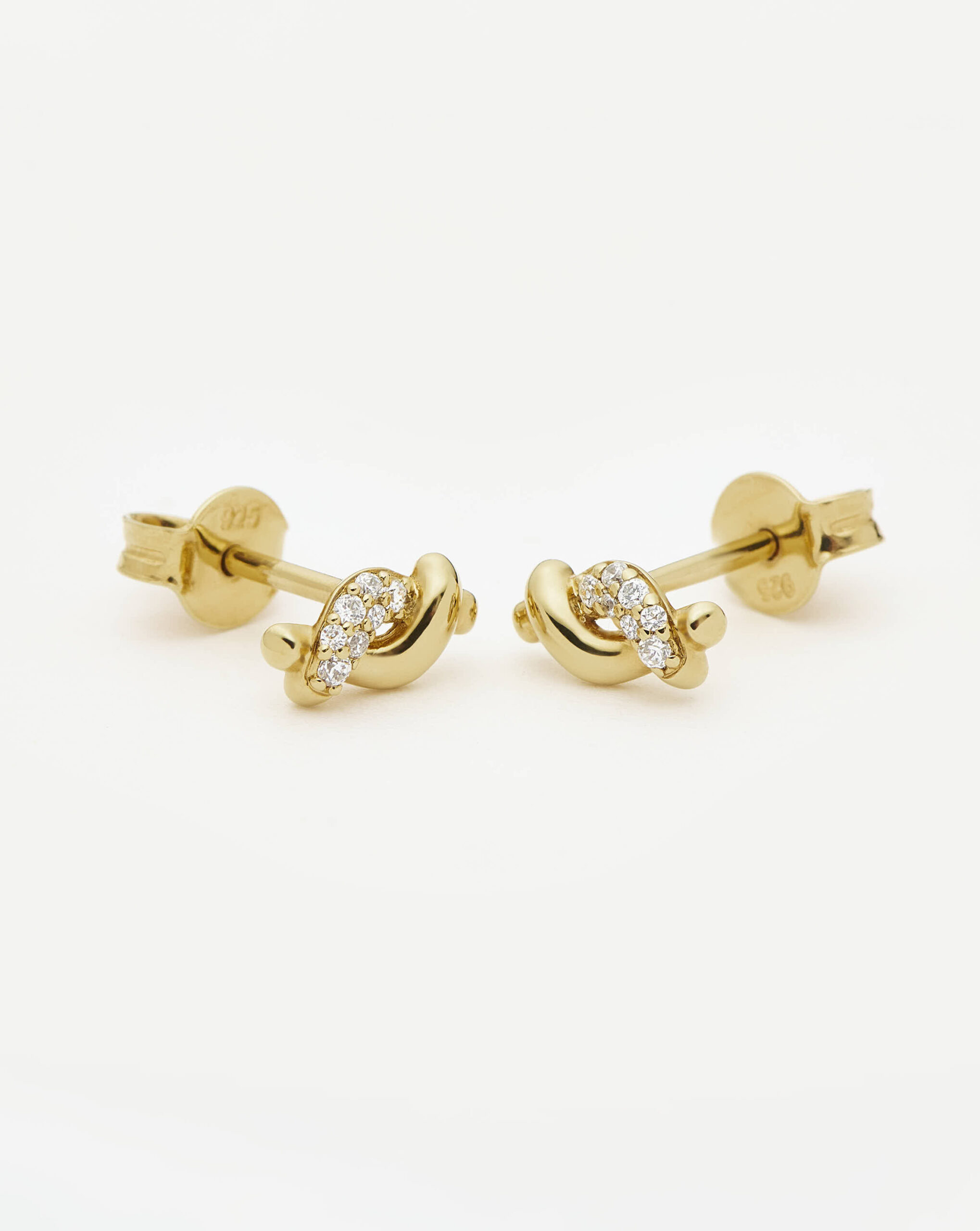 Molten Snow Stud Earrings Gold - Image 3