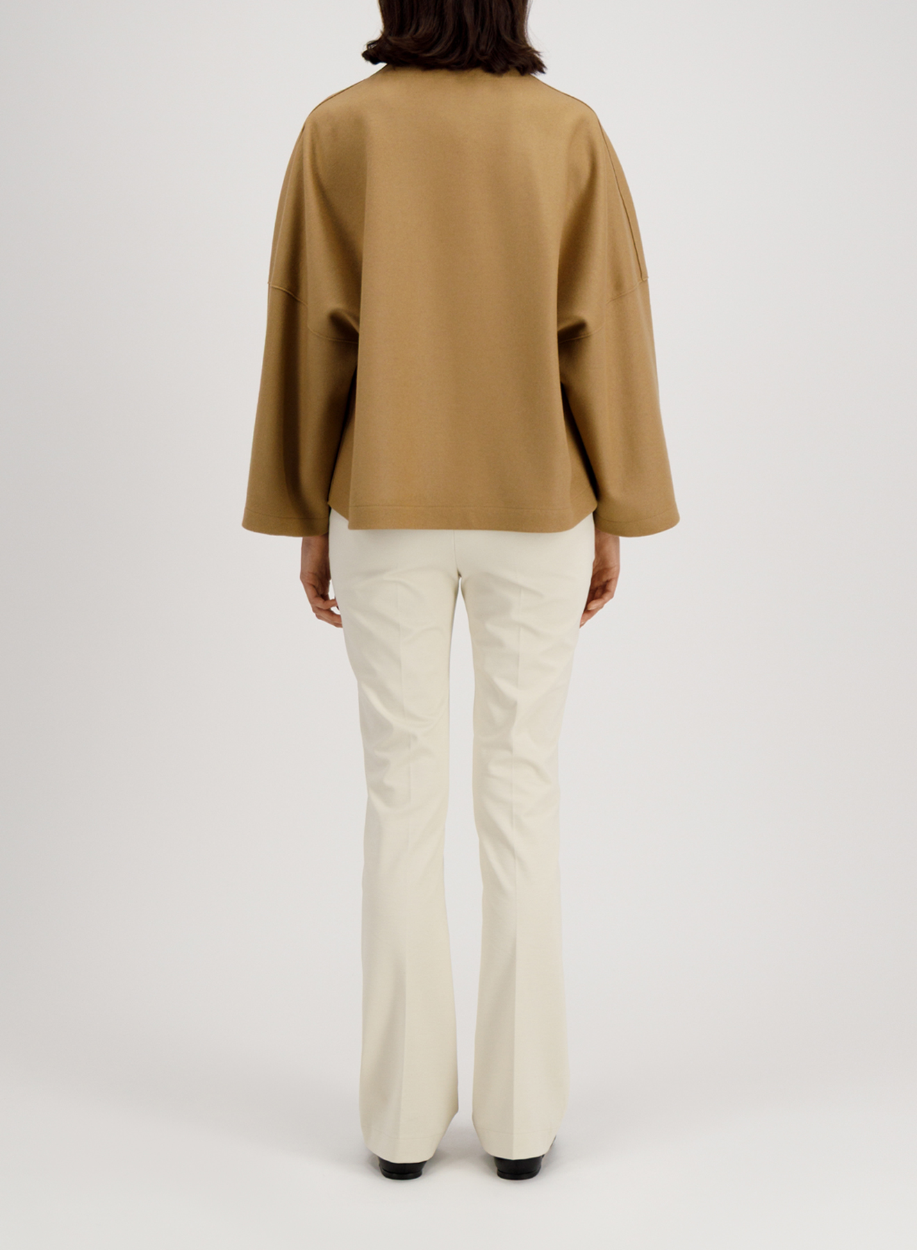 women collarless cape blend tan - Image 3