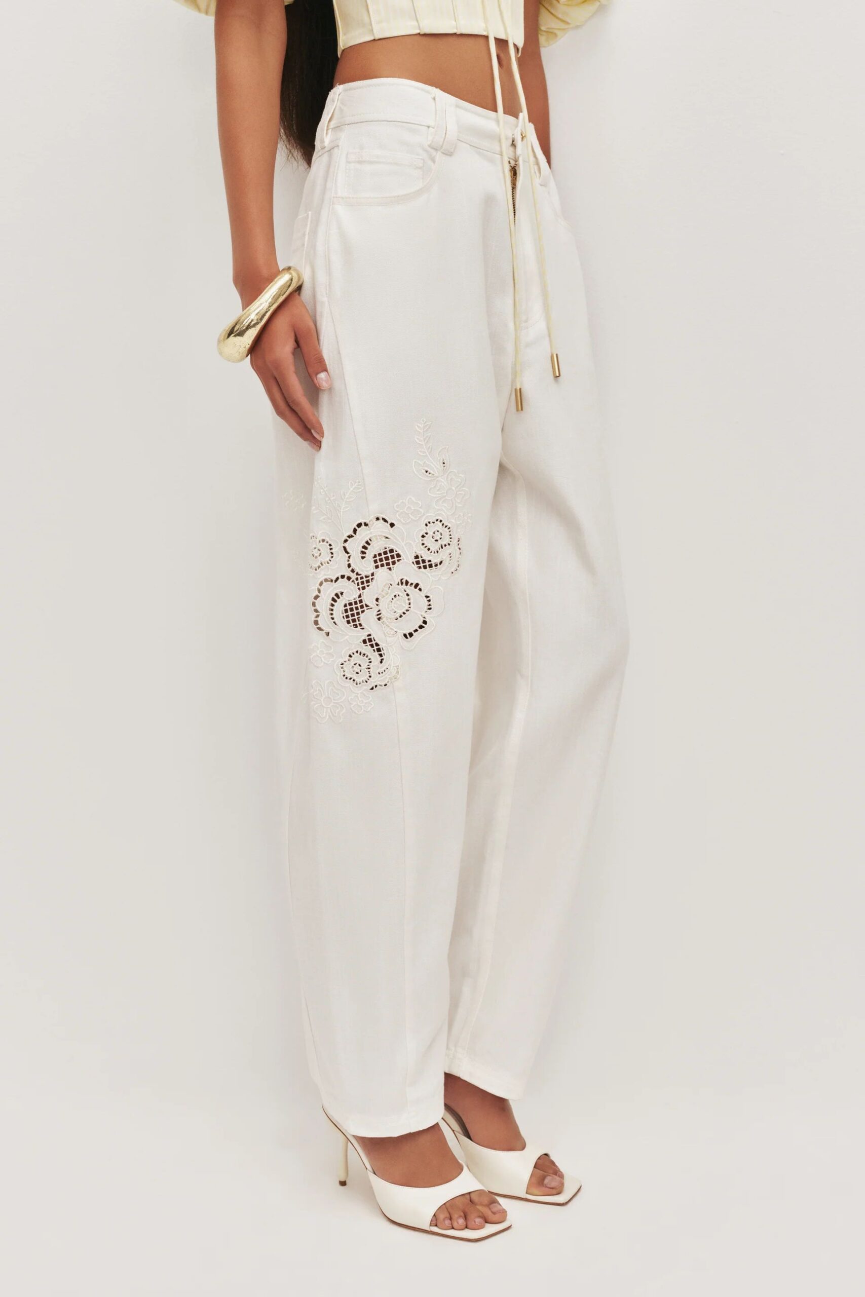 Halo Embroidered Pant Ivory - Image 3