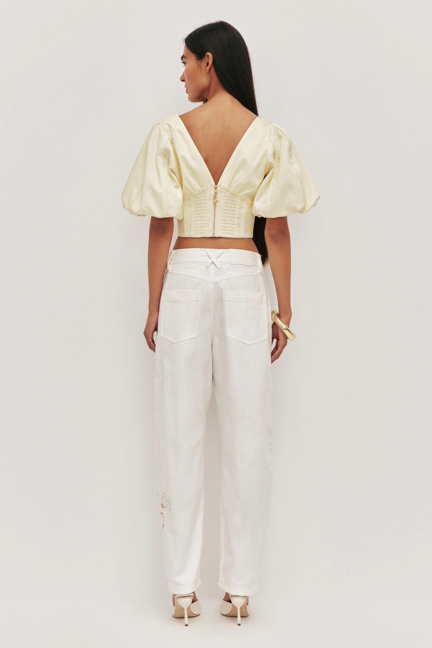 Halo Embroidered Pant Ivory - Image 4
